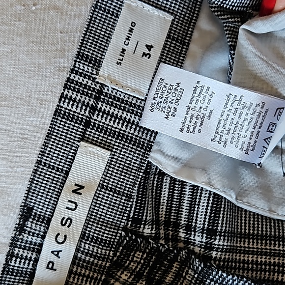 PaCsun slim chino gray plaid trouser pants size 34 - Picture 17 of 17